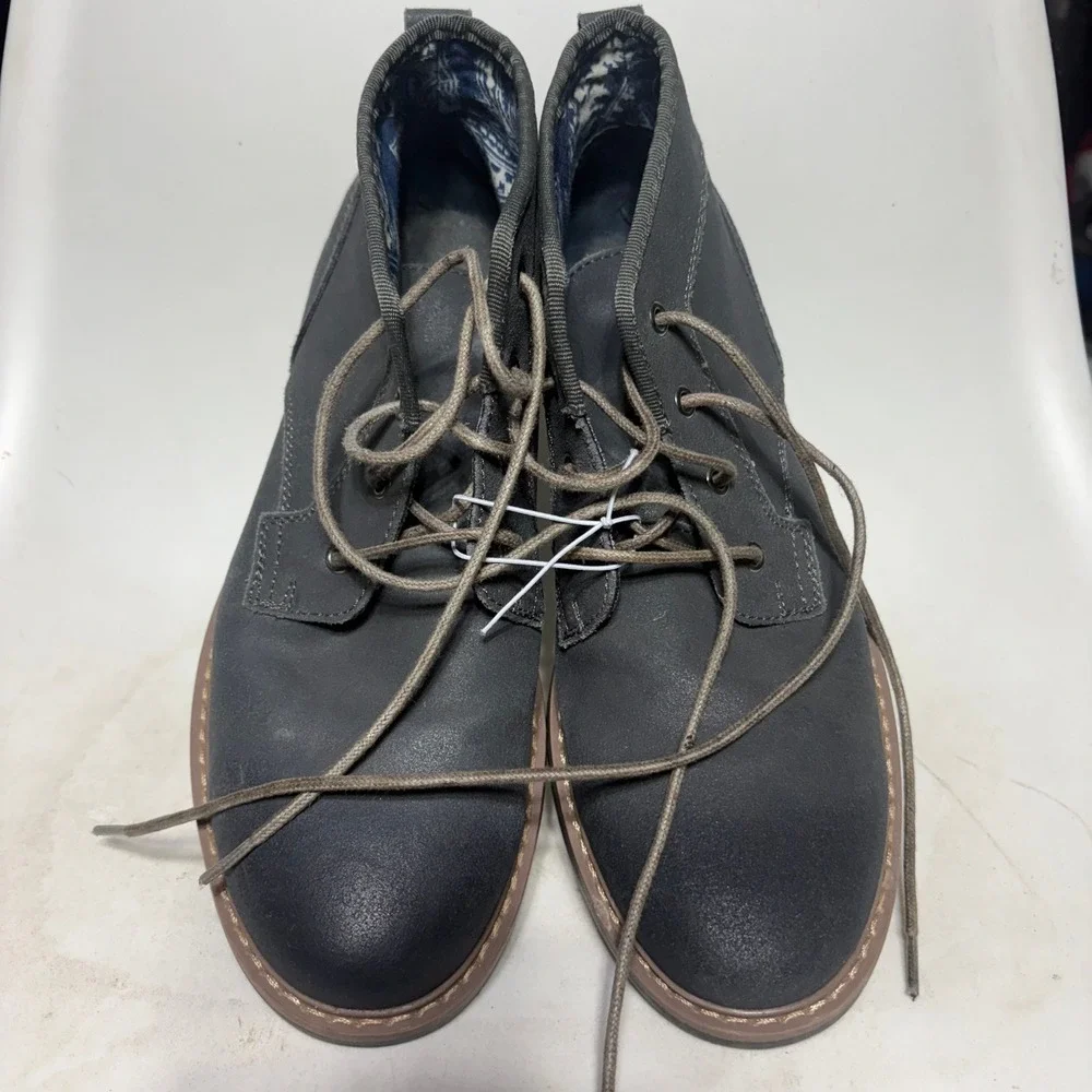 Original Penguin Melvin Chukka Boots Mens 8.5 Gray Leather Lace Up Desert Shoes